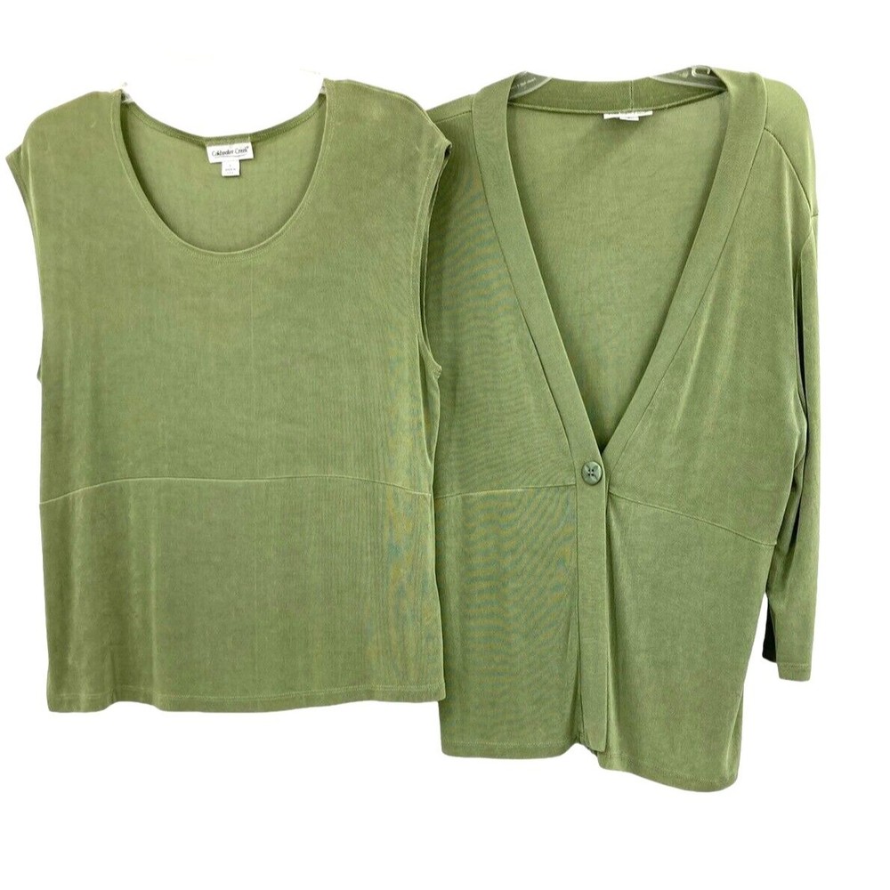 Slinky 2 Piece Green 3/4 Sleeve Jacket & Tank Top Womens Large
